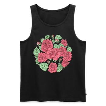 Bloomcore Ästhetische rote Rosen Flowercore Cottag - Männer Premium Bio Tank Top - Schwarz - Vorne - Michal (187cm)