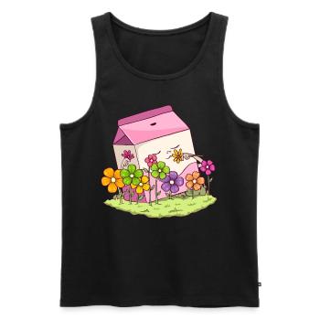 Bloomcore Esthétique Kawaii Lait de fraise Cottagecor - Débardeur bio Premium Homme - noir - Devant - Michal (187cm)