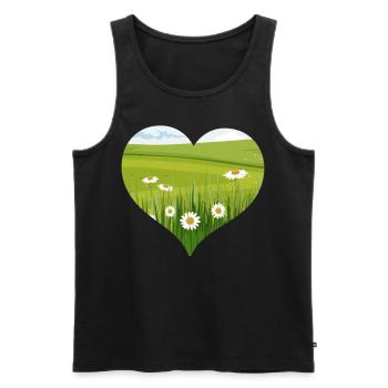 Bloomcore Esthétique Flowercore Heart Shape Cottagecor - Débardeur bio Premium Homme - noir - Devant - Michal (187cm)