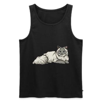 Chat - Débardeur bio Premium Homme - noir - Devant - Michal (187cm)