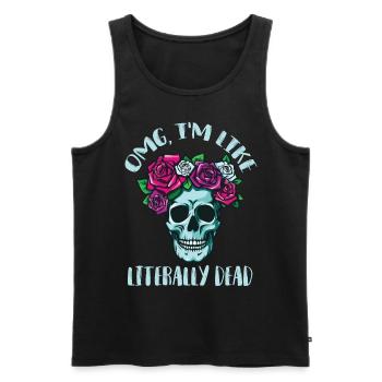 Skull Roses Wreath Red Rose Bones Death Dead - Men's Premium Organic Tank Top - black - Front - AI Model Male 178 light (178cm)