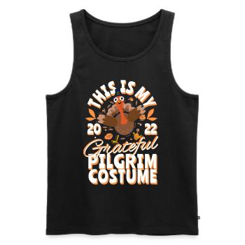 This is my grateful Pilgrim Costume - Thanksgiving - Men's Premium Organic Tank Top - black - Front - Michal (187cm)