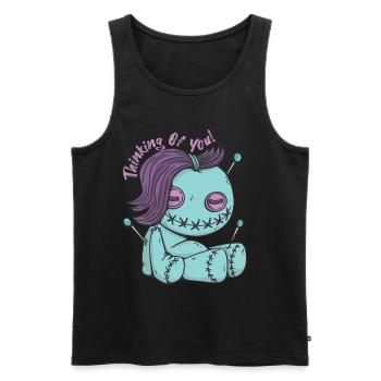 Zombie Voodoo Puppe, die an dich denkt! Halloween- - Männer Premium Bio Tank Top - Schwarz - Vorne - AI Model Male 178 light (178cm)