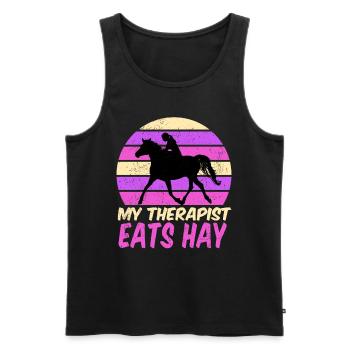 Pferd Reiten My Therapist Eats Hay - Männer Premium Bio Tank Top - Schwarz - Vorne - AI Model Male 178 light (178cm)