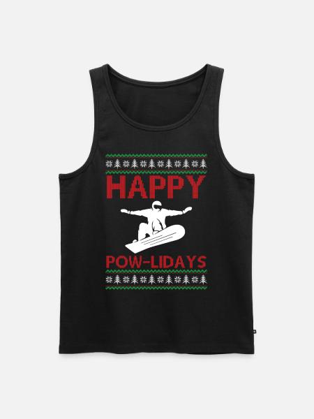 Snowboarding Ugly Christmas - Happy Pow-Lidays - Men's Premium Organic Tank Top - black