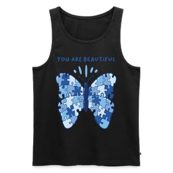 Patchwork Butterfly Be Beautiful Butterfly - Débardeur bio Premium Homme - noir - Devant - AI Model Male 178 light (178cm)