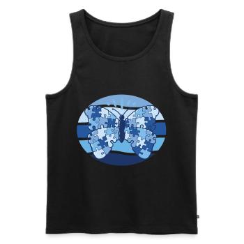 Patchwork Butterfly Flowers Butterflies Herb - Men's Premium Organic Tank Top - black - Front - AI Model Male 178 light (178cm)