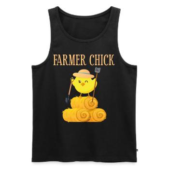 Farming Farmer Girl Chicken Farmer - Männer Premium Bio Tank Top - Schwarz - Vorne - Michal (187cm)
