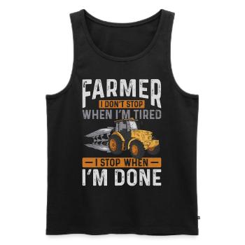 Farming Farmer Vintage Tractor - Men's Premium Organic Tank Top - black - Front - AI Model Male 178 light (178cm)
