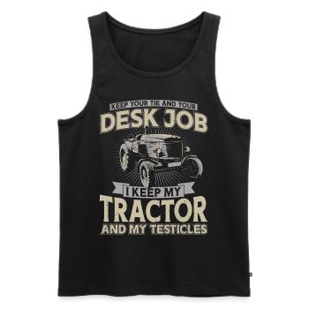 Farming Farmer Vintage Tractor - Men's Premium Organic Tank Top - black - Front - Michal (187cm)