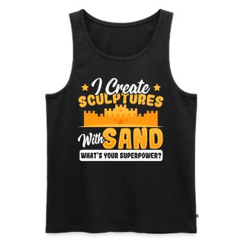 I create Sculptures with Sand Superpower? Sand - Men's Premium Organic Tank Top - black - Front - AI Model Male 178 light (178cm)