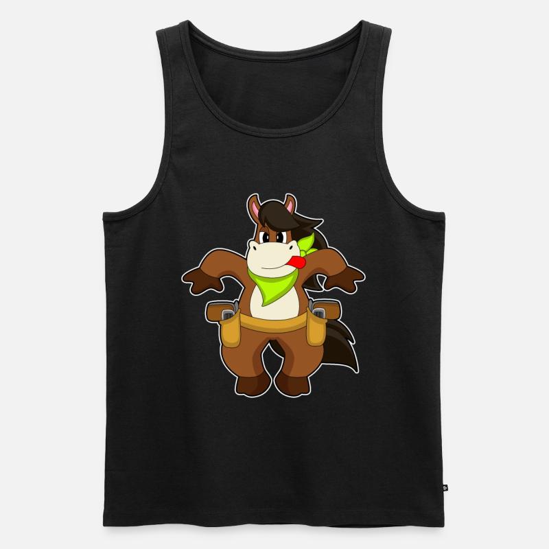 Pferd Cowboy Pistole - Männer Premium Bio Tank Top - Schwarz
