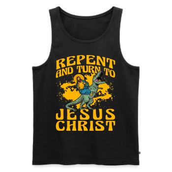 Repentez-vous et tournez-vous vers Jésus-Christ - Débardeur bio Premium Homme - noir - Devant - AI Model Male 178 light (178cm)