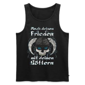 Wikinger Totenkopf , mach deinen Frieden mit - Männer Premium Bio Tank Top - Schwarz - Vorne - Michal (187cm)