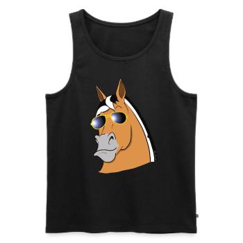 cool fjord horse with sunglasses funny fjord - Men's Premium Organic Tank Top - black - Front - AI Model Male 178 light (178cm)