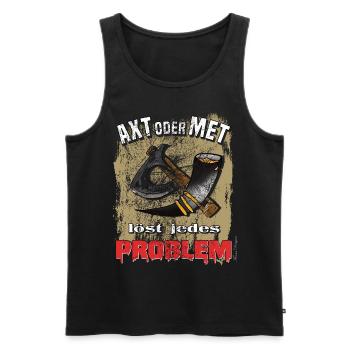 Wikinger Axt oder Met löst jedes Problem lustige - Männer Premium Bio Tank Top - Schwarz - Vorne - Michal (187cm)