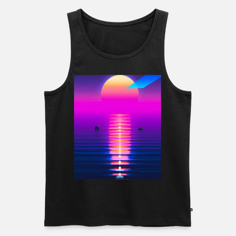 Vaporwave Sun Synthwave Sunset - Débardeur bio Premium Homme - noir