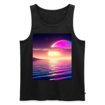 Vaporwave Sun Synthwave Sunset - Men's Premium Organic Tank Top - black - Front - Michal (187cm)