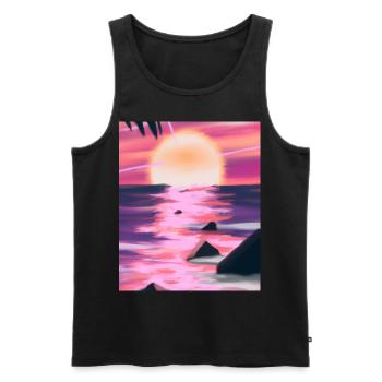 Vaporwave Sun Synthwave Sunset - Men's Premium Organic Tank Top - black - Front - Michal (187cm)