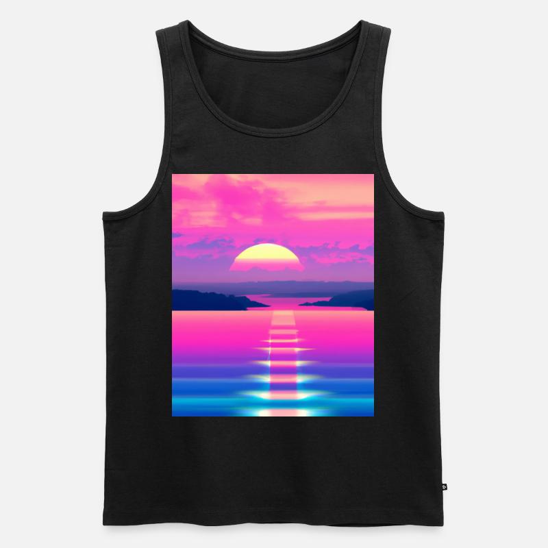 Vaporwave Sun Synthwave Sunset - Débardeur bio Premium Homme - noir