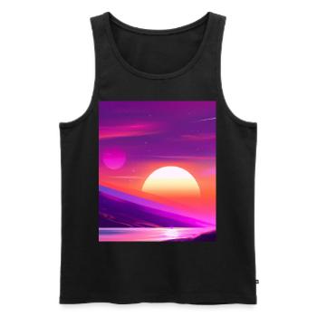 Vaporwave Sun Synthwave Sunset - Men's Premium Organic Tank Top - black - Front - Michal (187cm)