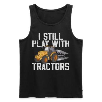Farming Farmer Vintage Tractor I - Männer Premium Bio Tank Top - Schwarz - Vorne - Michal (187cm)