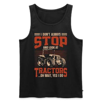 Farming Farmer Vintage Tractor I - Men's Premium Organic Tank Top - black - Front - AI Model Male 178 light (178cm)