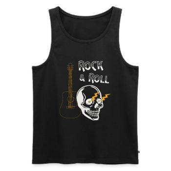 Totenkopf Rocker Rock & Roll Gitarre Musiker - Männer Premium Bio Tank Top - Schwarz - Vorne - AI Model Male 178 light (178cm)