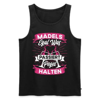Mädels Egal Was Passiert Pegel Halten - Männer Premium Bio Tank Top - Schwarz - Vorne - Michal (187cm)