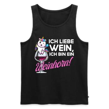 Ich Liebe Wein Ich Bin ein Einhorn - Männer Premium Bio Tank Top - Schwarz - Vorne - Michal (187cm)