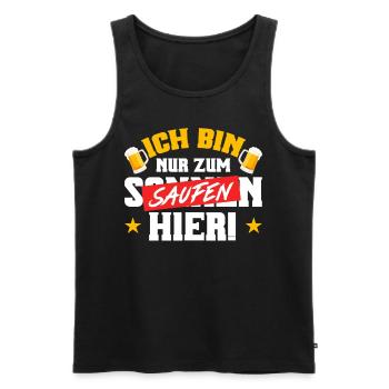 Ich Bin Nur zum Saufen Hier Jungeselle Jga - Männer Premium Bio Tank Top - Schwarz - Vorne - Michal (187cm)