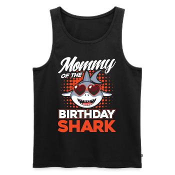 Maman du requin d’anniversaire - Débardeur bio Premium Homme - noir - Devant - Michal (187cm)