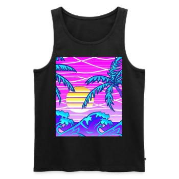 Synthwave Sun Hawaii Vaporwave Aesthetic - Men's Premium Organic Tank Top - black - Front - Michal (187cm)