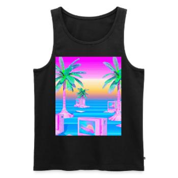 Synthwave Sun Hawaii Vaporwave Aesthetic - Men's Premium Organic Tank Top - black - Front - Michal (187cm)