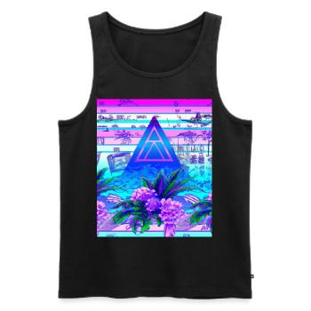 Synthwave Sun Hawaii Vaporwave Aesthetic - Men's Premium Organic Tank Top - black - Front - Michal (187cm)