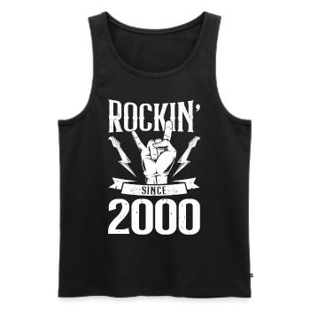 Rockin since 2000 - Männer Premium Bio Tank Top - Schwarz - Vorne - AI Model Male 178 light (178cm)