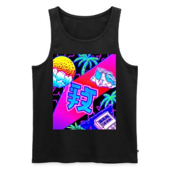 Synthwave Sun Hawaii Vaporwave Aesthetic - Men's Premium Organic Tank Top - black - Front - Michal (187cm)