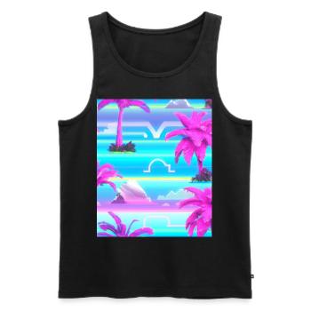 Synthwave Sun Hawaii Vaporwave Aesthetic - Men's Premium Organic Tank Top - black - Front - Michal (187cm)