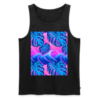Synthwave Sun Hawaii Vaporwave Aesthetic - Men's Premium Organic Tank Top - black - Front - Michal (187cm)
