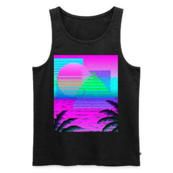 Synthwave Sun Hawaii Vaporwave Aesthetic - Men's Premium Organic Tank Top - black - Front - Michal (187cm)