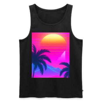 Synthwave Sun Hawaii Vaporwave Aesthetic - Men's Premium Organic Tank Top - black - Front - Michal (187cm)
