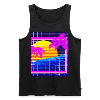 Synthwave Sun Hawaii Vaporwave Aesthetic - Men's Premium Organic Tank Top - black - Front - Michal (187cm)