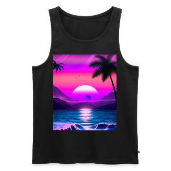 Synthwave Sun Hawaii Vaporwave Aesthetic - Men's Premium Organic Tank Top - black - Front - Michal (187cm)