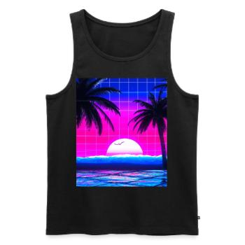 Synthwave Sun Hawaii Vaporwave Aesthetic - Men's Premium Organic Tank Top - black - Front - Michal (187cm)