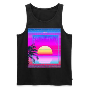 Synthwave Sun Hawaii Vaporwave Aesthetic - Men's Premium Organic Tank Top - black - Front - Michal (187cm)