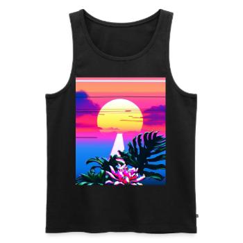 Synthwave Sun Hawaii Vaporwave Aesthetic - Men's Premium Organic Tank Top - black - Front - Michal (187cm)