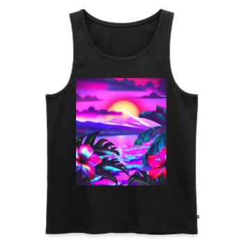 Synthwave Sun Hawaii Vaporwave Aesthetic - Men's Premium Organic Tank Top - black - Front - Michal (187cm)