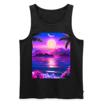 Synthwave Sun Hawaii Vaporwave Aesthetic - Men's Premium Organic Tank Top - black - Front - Michal (187cm)