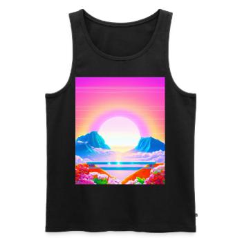 Synthwave Sun Hawaii Vaporwave Aesthetic - Men's Premium Organic Tank Top - black - Front - Michal (187cm)