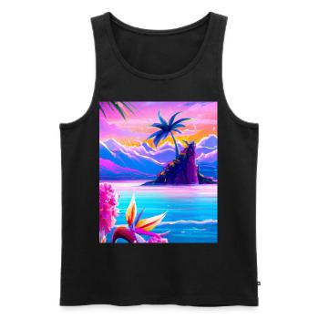 Synthwave Sun Hawaii Vaporwave Aesthetic - Men's Premium Organic Tank Top - black - Front - Michal (187cm)
